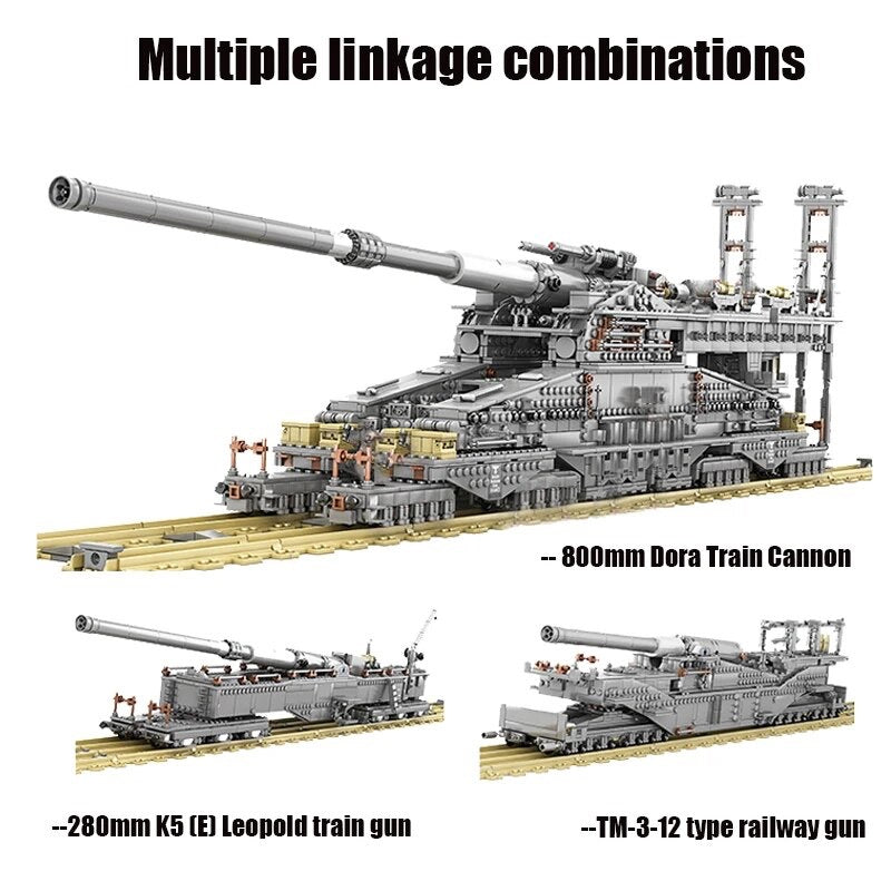 Gustav Dora Cannon Railway Gun WW2 Building Blocks Toy Bricks Set | General Jim's Toys