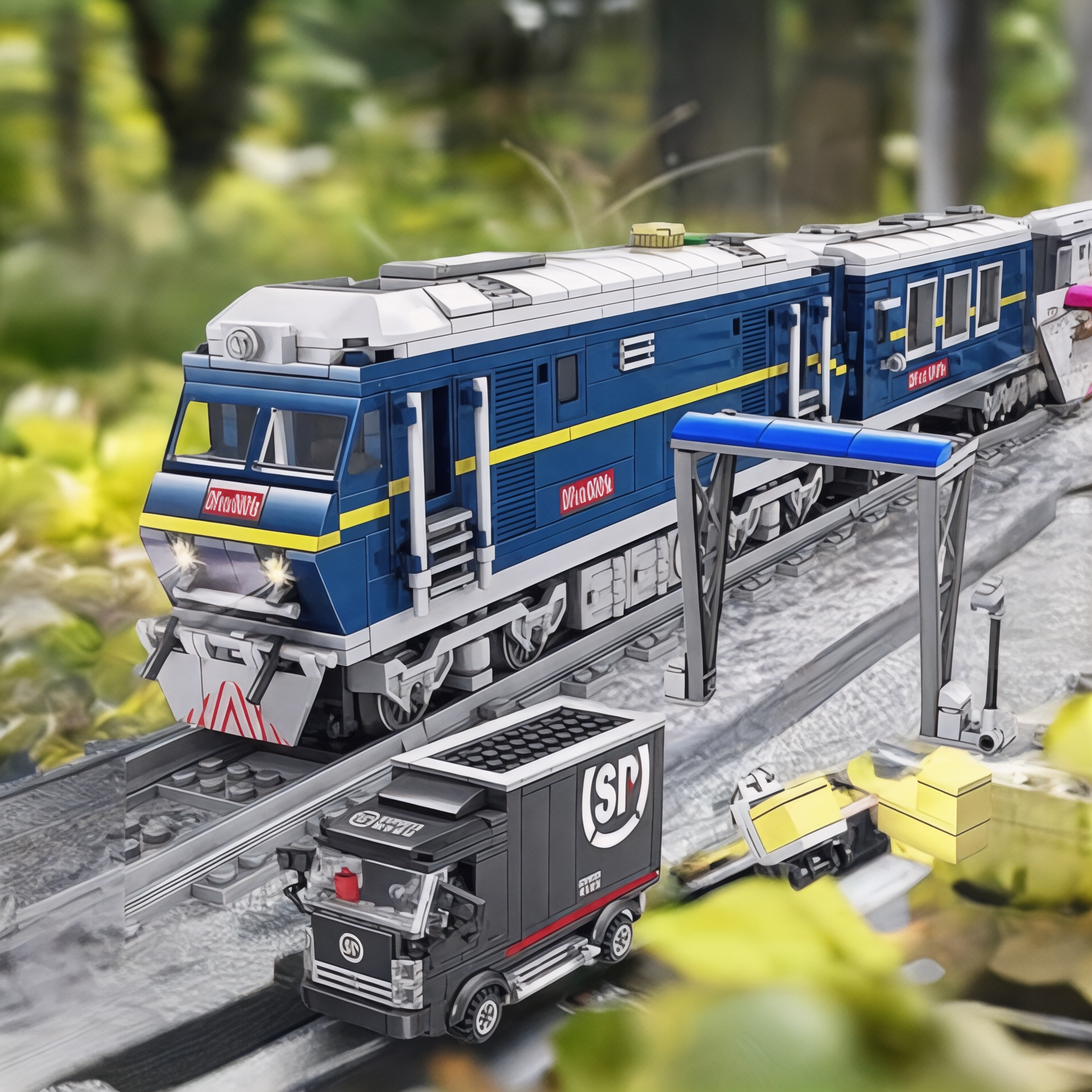 City Series Power Blue Diesel Cargo Train Building Blocks Set | General Jim's Toys | GJ-BTS