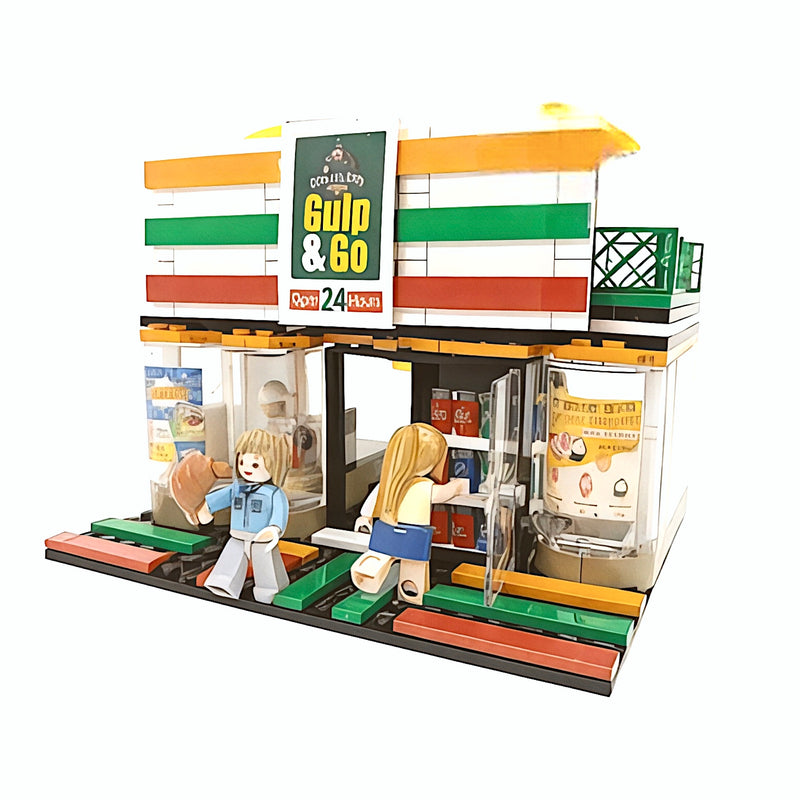 Modular Convenience Store & Gas Station Building Blocks Set - 320 Piece Creator Street Bricks | General Jim's Toys