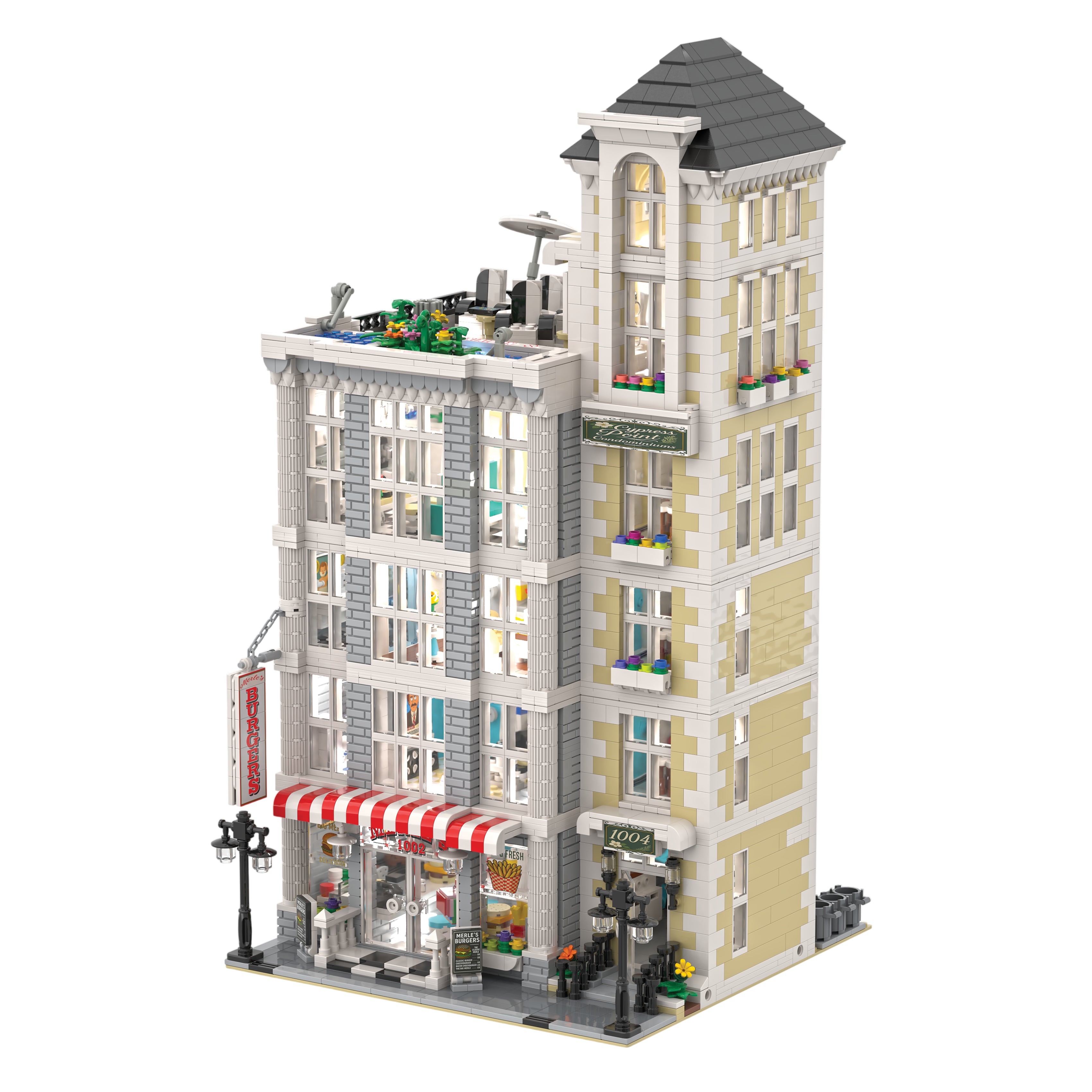Cityview&trade; Cypress Point Condominiums & Merle’s Burgers, 6,080 Pieces | General Jim’s Toys & Bricks