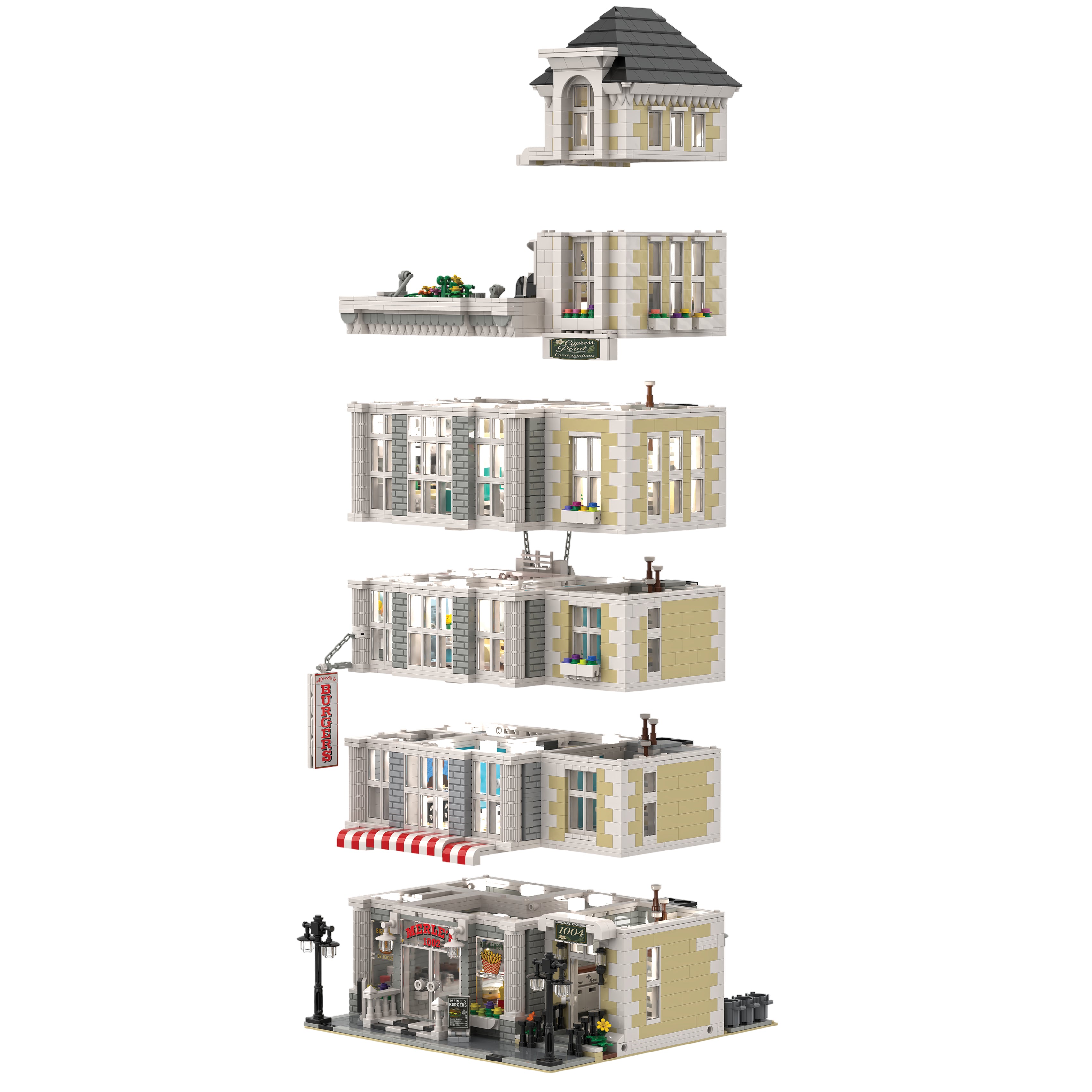 Cityview&trade; Cypress Point Condominiums & Merle’s Burgers, 6,080 Pieces | General Jim’s Toys & Bricks