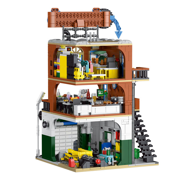 Car Repair Shop & Diner Dual Build Building Block Set | General Jim's Toys & Bricks  | GJ-CRS