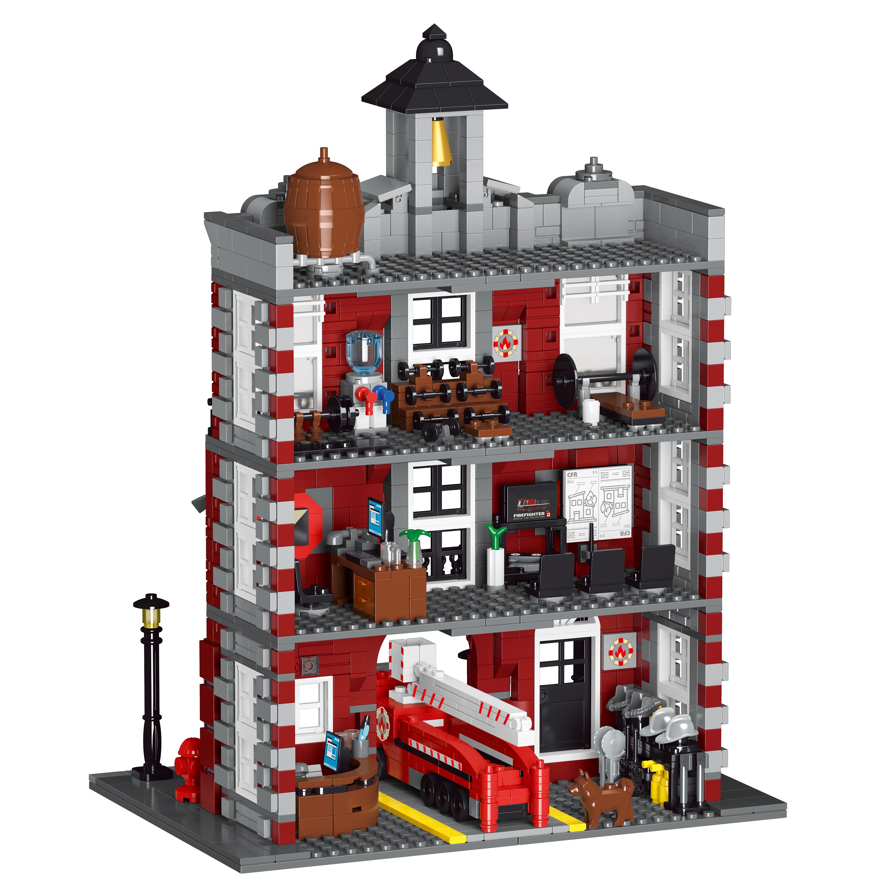 Lighted 4 Story Fire Station Building Blocks Set | General Jim's Toys & Bricks | GJ-FSOB