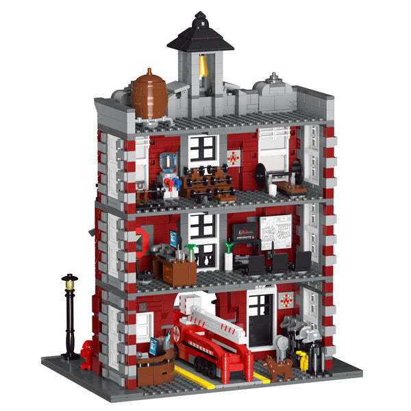 Lighted 4 Story Fire Station Building Blocks Set | General Jim's Toys & Bricks  | GJ-FSOB