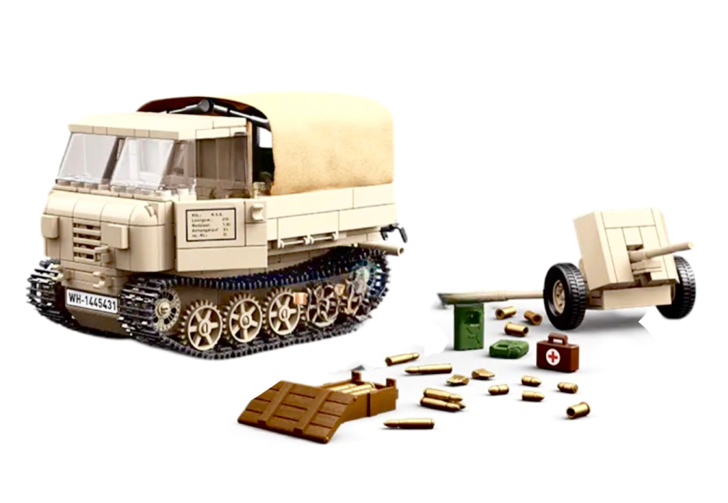 WWII RSO/01 Track Tracker with 37mm Anti-Tank Gun Building Block Set | General Jim's Toys & Bricks | GJ-RSO