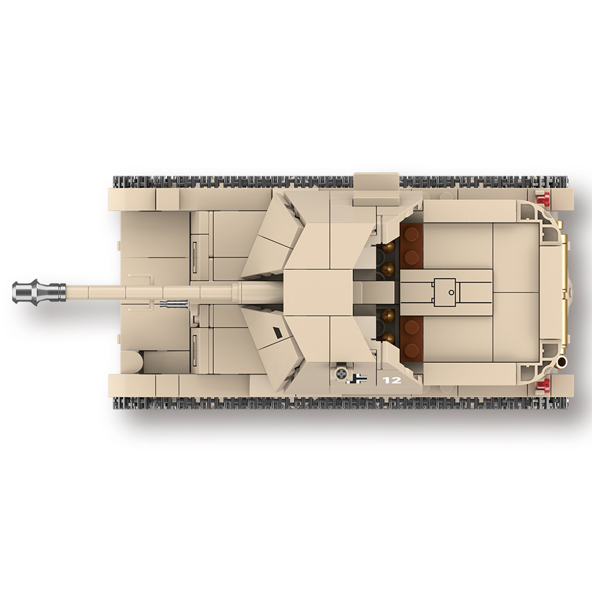 Top-down view of Marder III H WWII tank model with realistic tread design