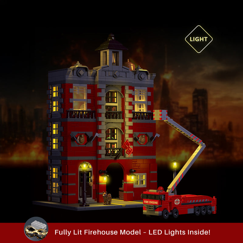Lighted 4 Story Fire Station Building Blocks Set | General Jim's Toys & Bricks  | GJ-FSOB