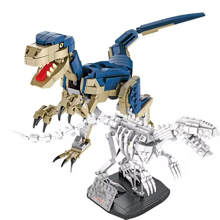 Velociraptor Dinosaur & Fossil 2-in-1 Building Blocks Set | General Jim's Toys & Bricks | GJ-VELO