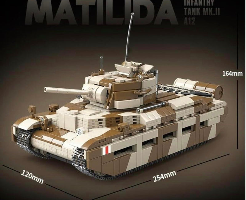 Matilda Infantry Tank MK.II A12 World War 2 British Heavy Tank Building Blocks Set