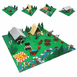 Camping Adventure Building Block Set (4 in 1 Set) – 545 Pieces Campfire Playset with Tent, Trees, Canoe, and Figures