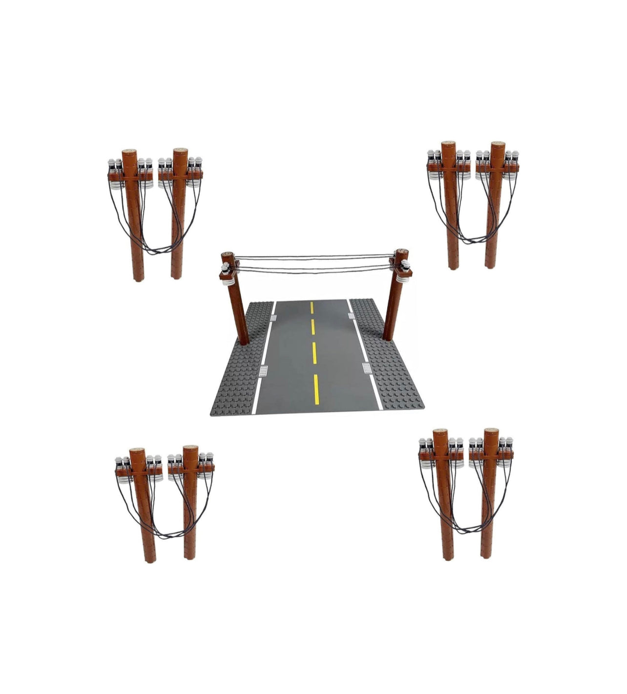 Telephone Pole Roadway Accessory Building Bricks Set (Qty 5) | General Jim's Toys | GJ-TGP5