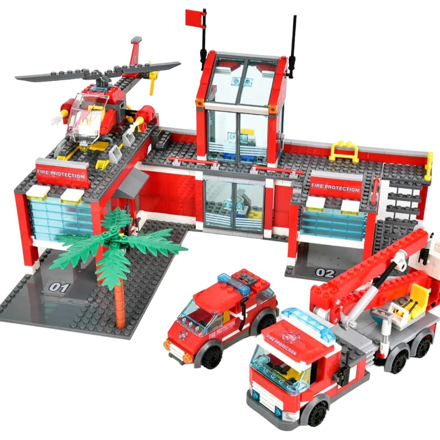 General Jim’s Multi-Vehicle Fire Station Building Block Set |General Jim's Toys & Bricks | GJ-FSWV