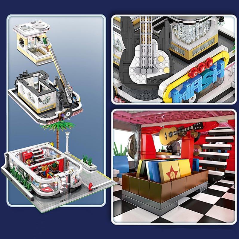 Music Store &amp; Car Wash Street View Building Set | General Jim's Toys & Bricks | GJ-MCWS