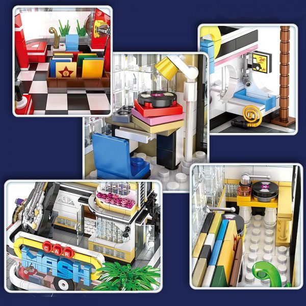 Music Store &amp; Car Wash Street View Building Set | General Jim's Toys & Bricks | GJ-MCWS