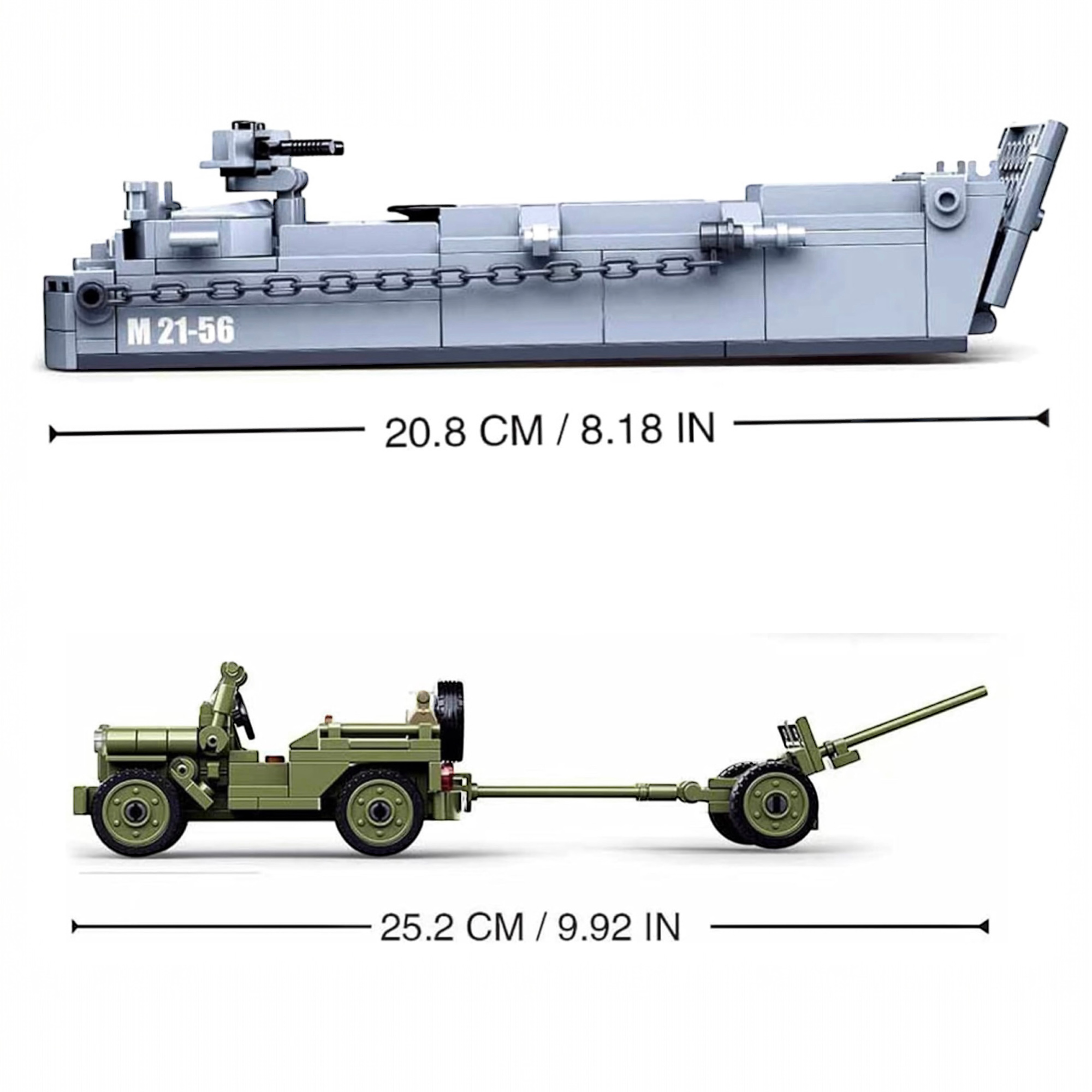 WWII Military Higgins Boat Landing Craft and Vehicle Building Block Set | General Jim's Toys & Bricks | GJ-LCN