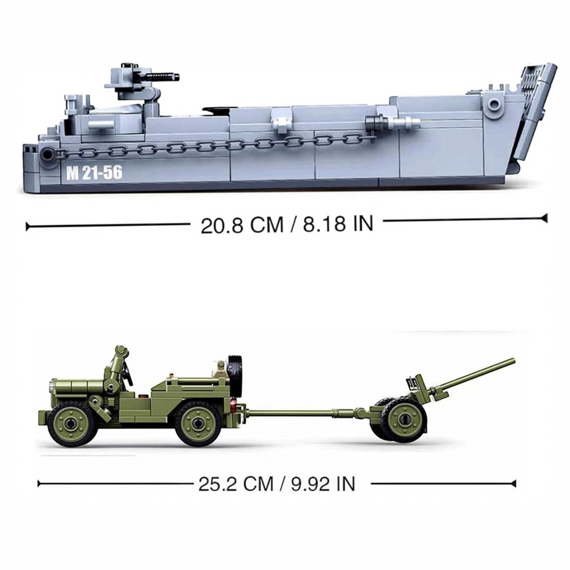 New Special Edition General Jim's WW2
Landing Craft Higgins Boat Building Block Set plus Jeep Vehicle & Figures