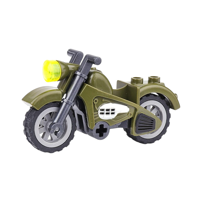 World War 2 German Military Motorcycle and Removable Sidecar (Green) Building Blocks Bricks Set