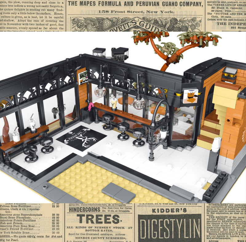 Deers Bubble Tea Café with LED Light Kit Street View Modular Building Blocks Toy Bricks Set | General Jim's Toys