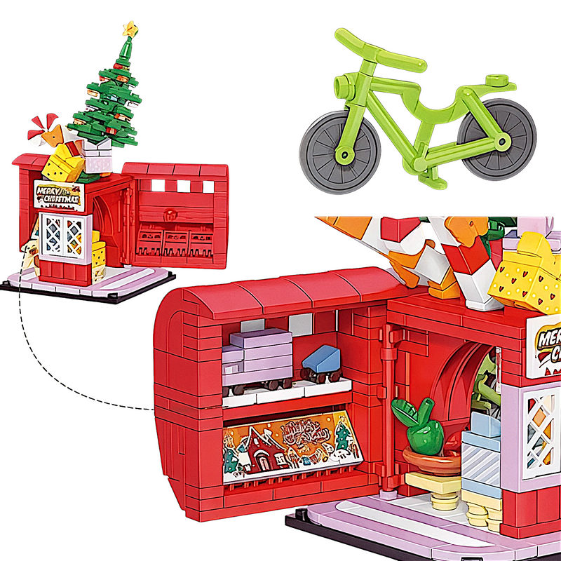 Christmas Apple House Fun Shop | Colorful Modular Building Blocks Bricks Set