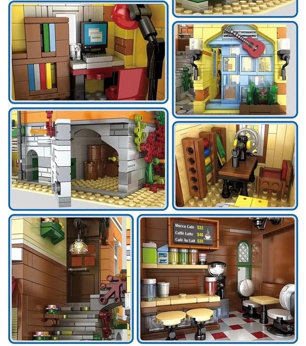 Lighted Music Store & Coffee Café Modular Building Block Set | General Jim's Toys & Bricks | GJ-LMS