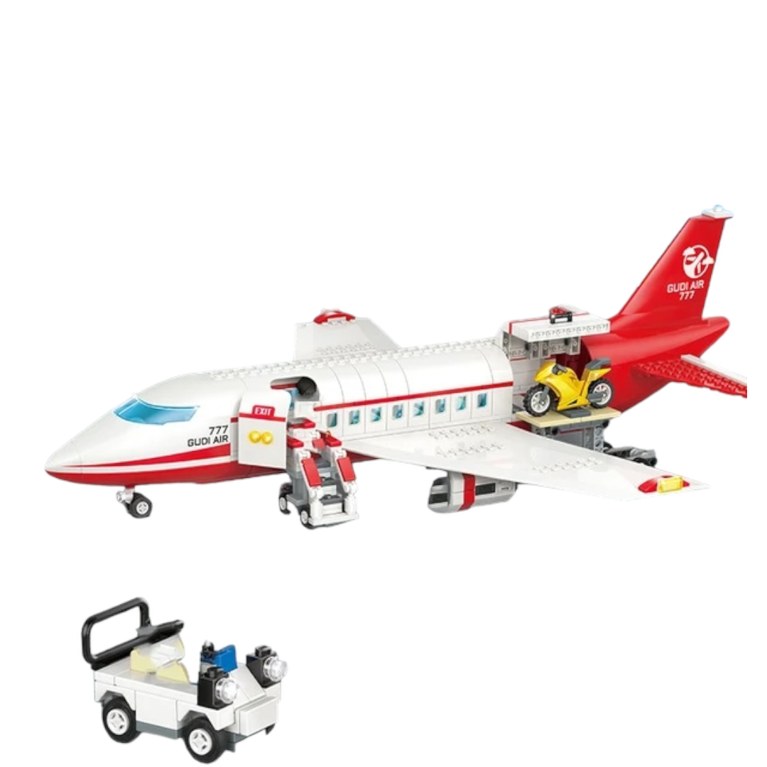 Open Box | White & Red Passenger Jet with Airport Accessories