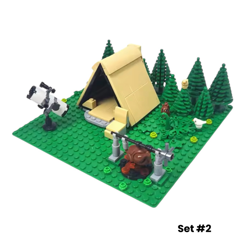 Camping Adventure Building Block Set (4 in 1 Set) – 545 Pieces Campfire Playset with Tent, Trees, Canoe, and Figures