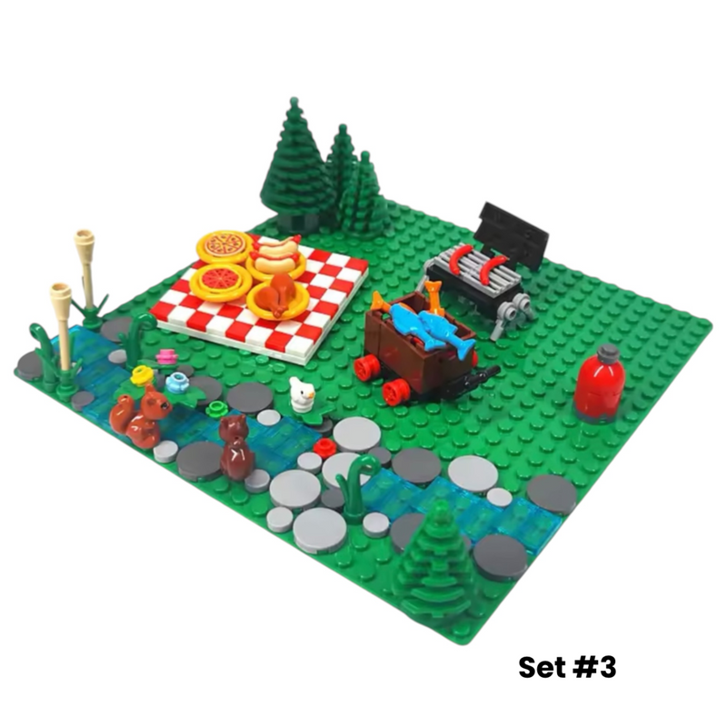 Camping Adventure Building Block Set (4 in 1 Set) – 545 Pieces Campfire Playset with Tent, Trees, Canoe, and Figures