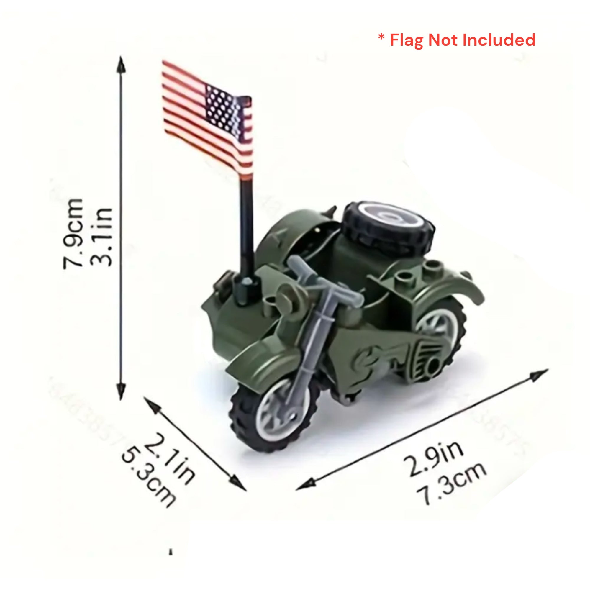 WWII German Military Motorcycle with Removable Sidecar (Green) Building Blocks Set | General Jim's Toys & Bricks | GJ-GWSD-G