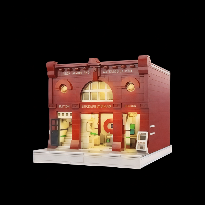 London Underground Modular Building Blocks Set with LED Lighting Brickadilly Circus Two Floor Brick Building Kit | General Jim's