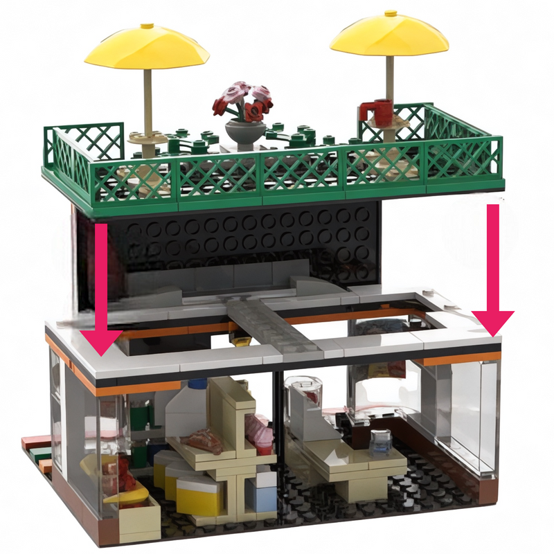 Modular Convenience Store & Gas Station Building Blocks Set - 320 Piece Creator Street Bricks | General Jim's Toys