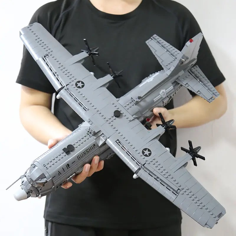 Open Box | AC-130 Hercules Air Gunship Plane Building Blocks Set | 1,713 Piece Set | GJ-USAC130