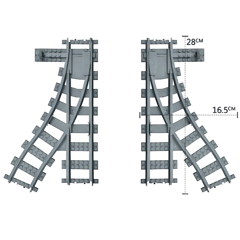 Building Blocks Train Tracks - Switch, Straight, Curved, Flex and Large Rails