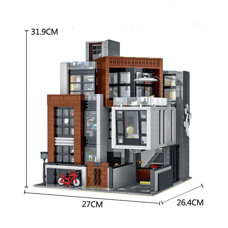 Open Box Modern Cubist Villa 3 Story Street View Creator Modular City Building Blocks Set | General Jim's Toys