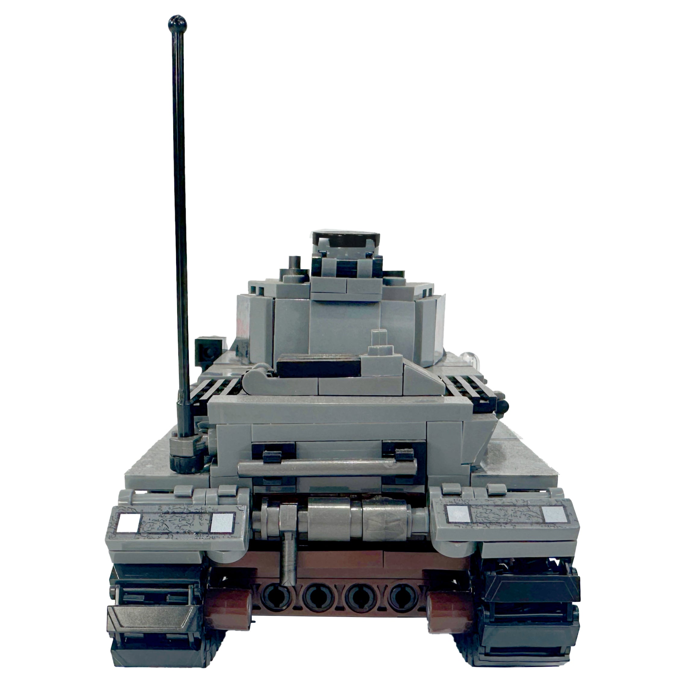 Rear view of Panzer IV tank showing back armor and battlefield equipment