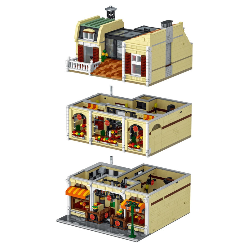 Open Box Street View Pizzeria Pizza Shop Modular House Building Blocks Toy Bricks Set | General Jim's Toys