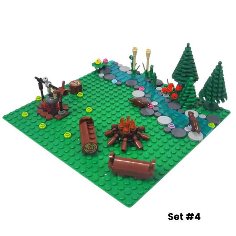 Camping Adventure Building Block Set (4 in 1 Set) – 545 Pieces Campfire Playset with Tent, Trees, Canoe, and Figures