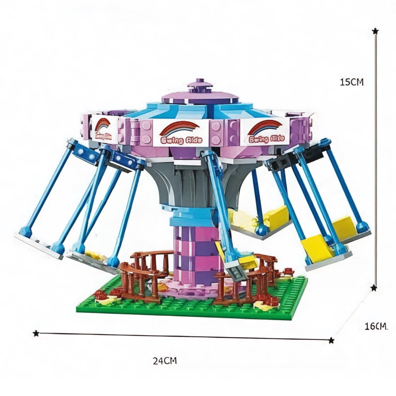 Amusement Park Building Blocks Toy Set with Bumper Car and Swing Ride | General Jim's Toys