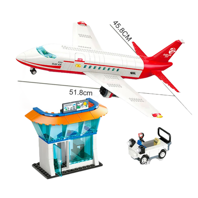 White and Red Passenger Airplane Building Blocks Toy Set 720 pieces