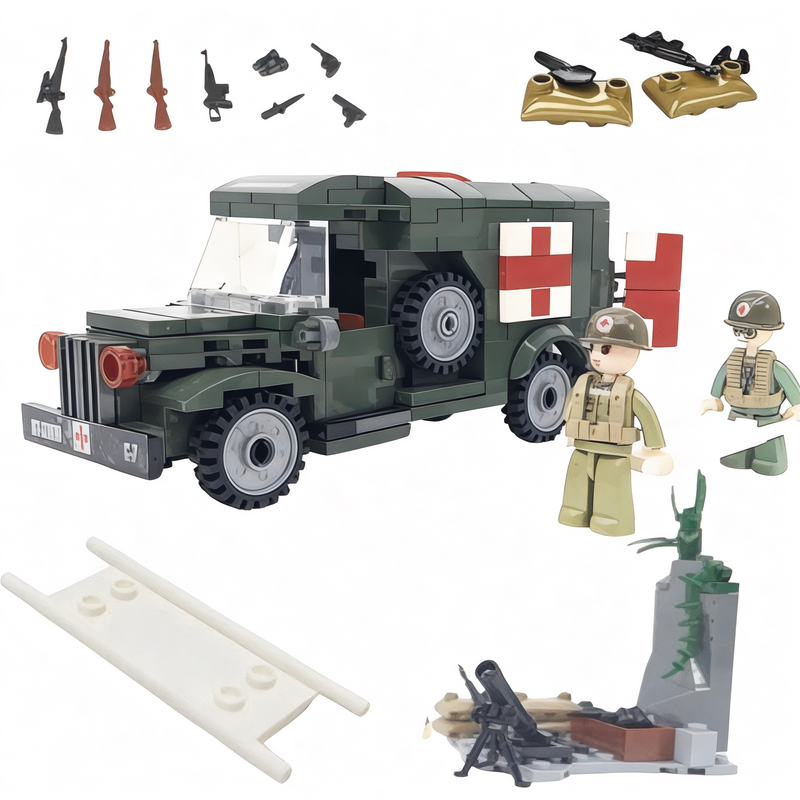 262 Piece Military WW2 Ambulance Building Blocks Toy Bricks Set Gene General Jim s Toys Bricks