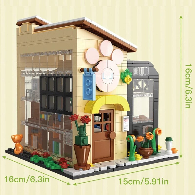 Cat Cafe Modular Building Bookshop Toy Building Blocks Bricks Set | General Jim's