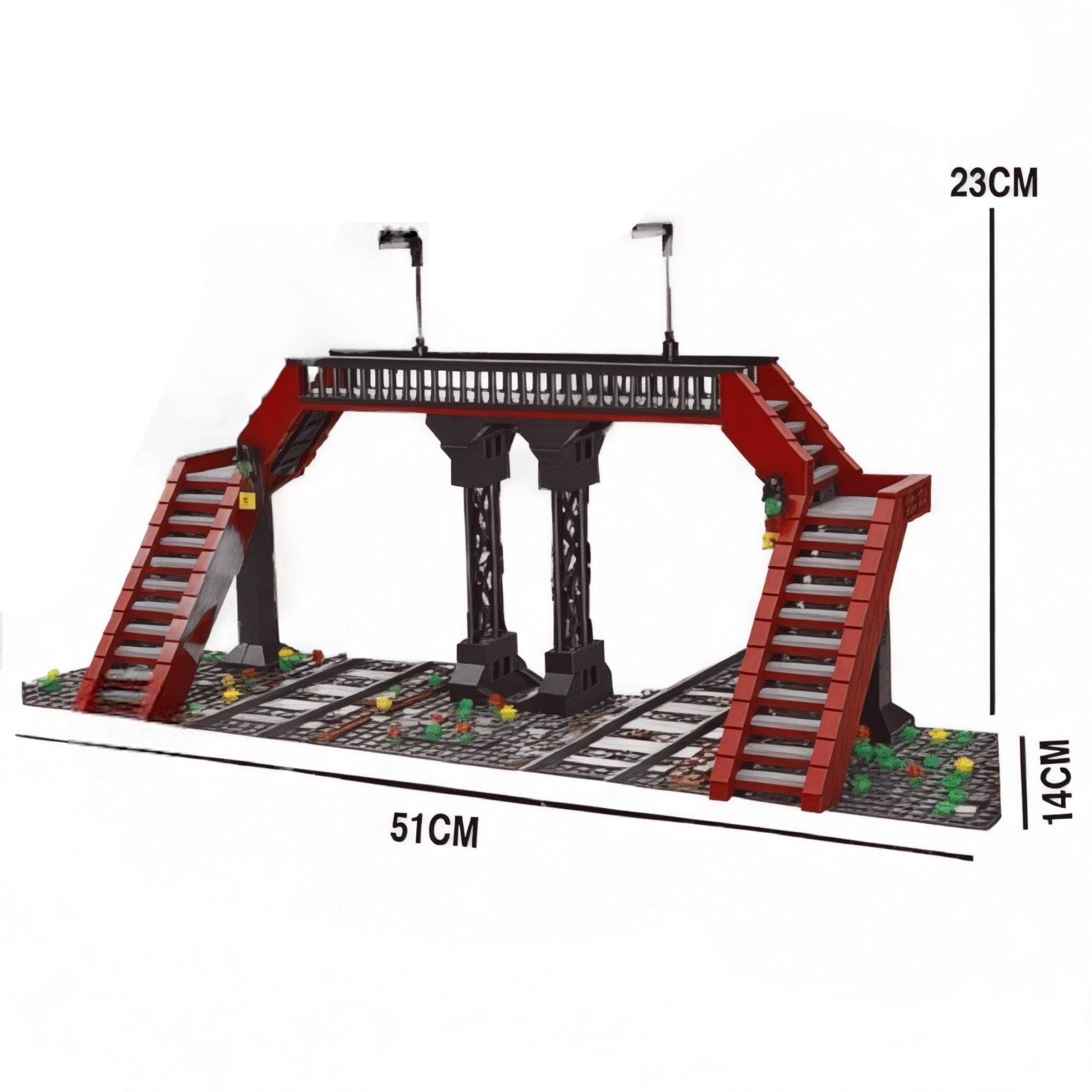 Red Railway Crossing Bridge Building Block Set | General Jim's Toys | GJ-RRC