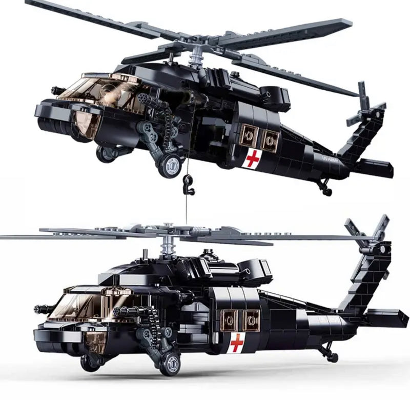 US UH-60 Marine Medical Black Hawk Military Helicopter Building Block Set