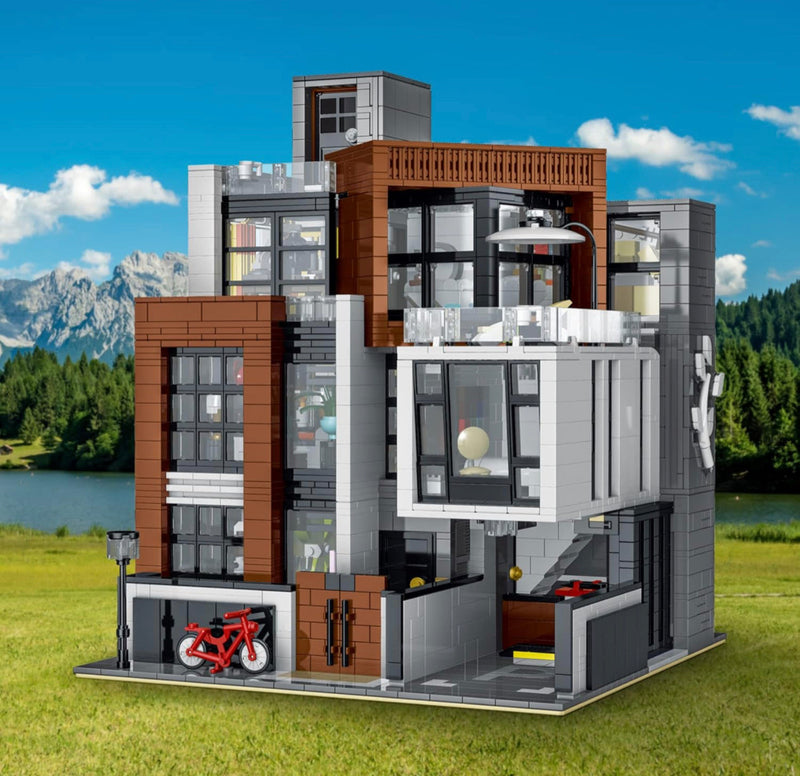 Open Box Modern Cubist Villa 3 Story Street View Creator Modular City Building Blocks Set | General Jim's Toys