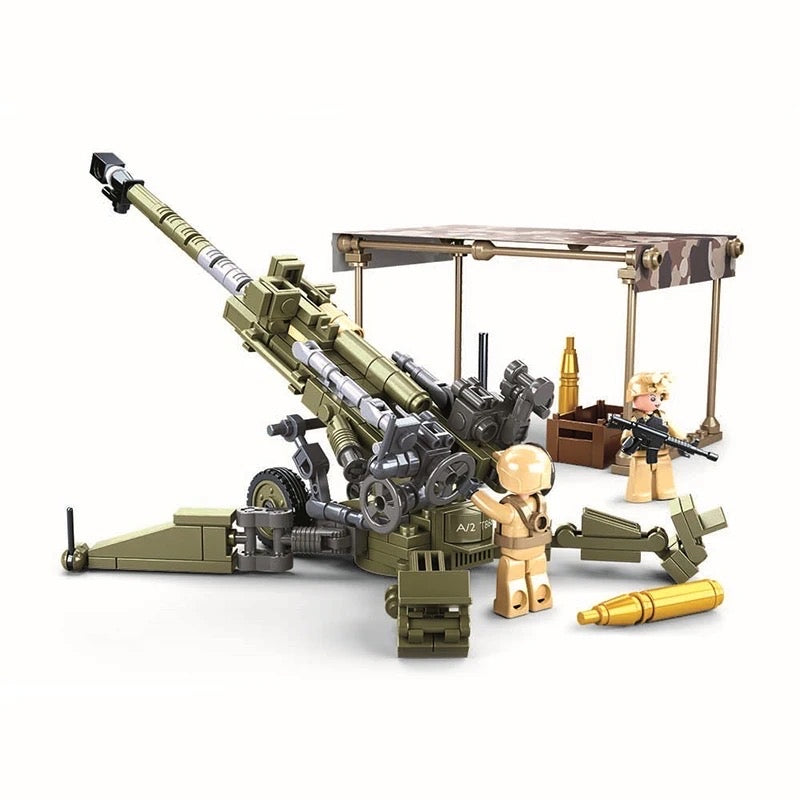 US Army 155mm Howitzer Building Set – 258 Piece WWII, Korea, Vietnam Artillery Model – Compatible with LEGO® and Major Brick Brands