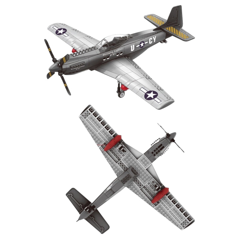 P-51 Mustang Fighter Jet Building Block Set, 258 Pieces | General Jim’s Toys