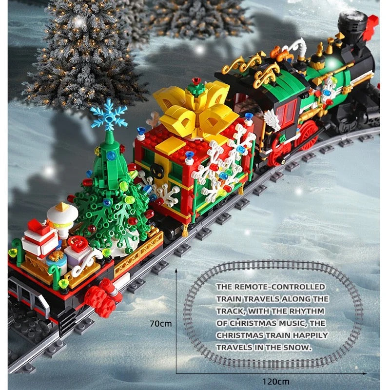 Motorized Christmas Train with Sound & Lights Building Blocks Toy Bricks Building Set | General Jim's Toys