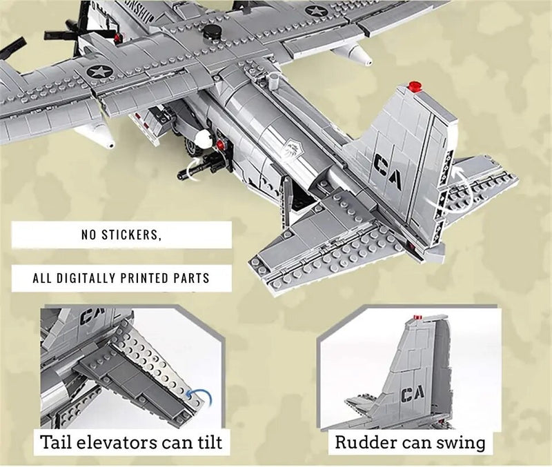 OPEN BOX Lockheed AC-130 Hercules Gunship Building Blocks Toy Bricks Set Airplane | General Jim's Toys