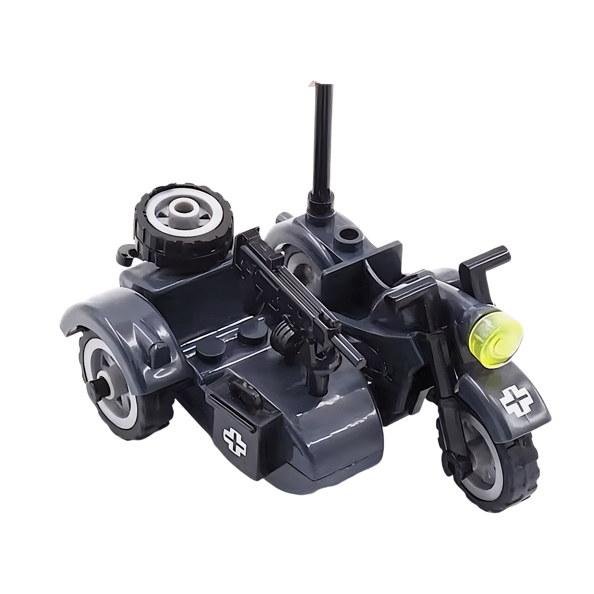 WWII German Military Motorcycle with Removable Sidecar (Grey) Building Blocks Set | General Jim's Toys & Bricks | GJ-GMWSD