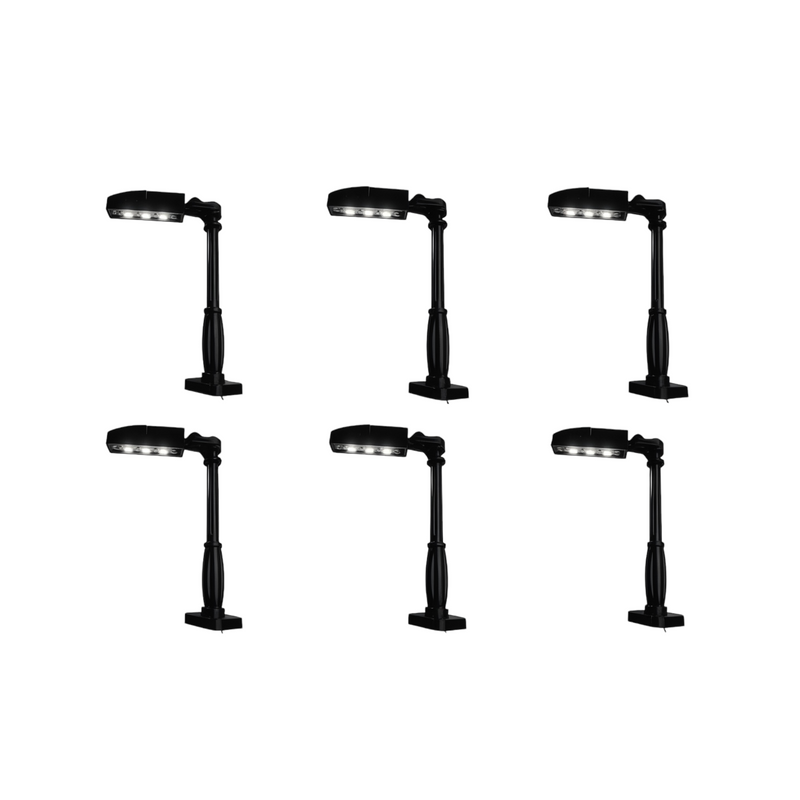 Set of 6 Black Building Block Street Lamps – Detailed, Elegant Accessories for Cityscapes and Dioramas