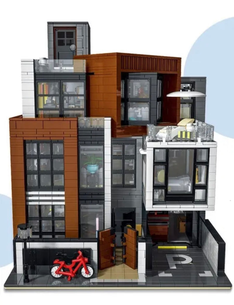 Open Box Modern Cubist Villa 3 Story Street View Creator Modular City Building Blocks Set | General Jim's Toys